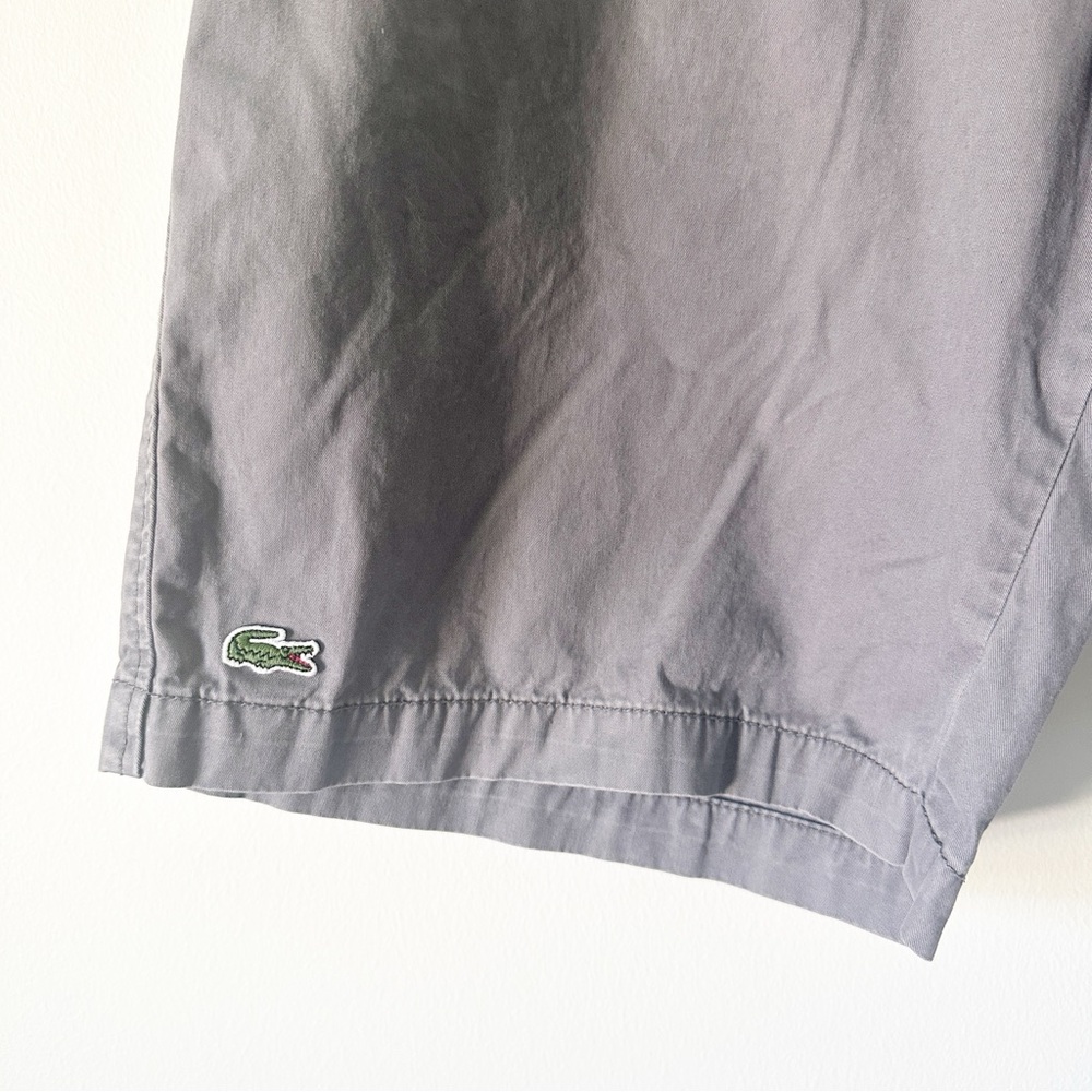 Lacoste Classic Fit Flat Front Cotton Twill Chino Shorts Grey 33 - Picture 3 of 7